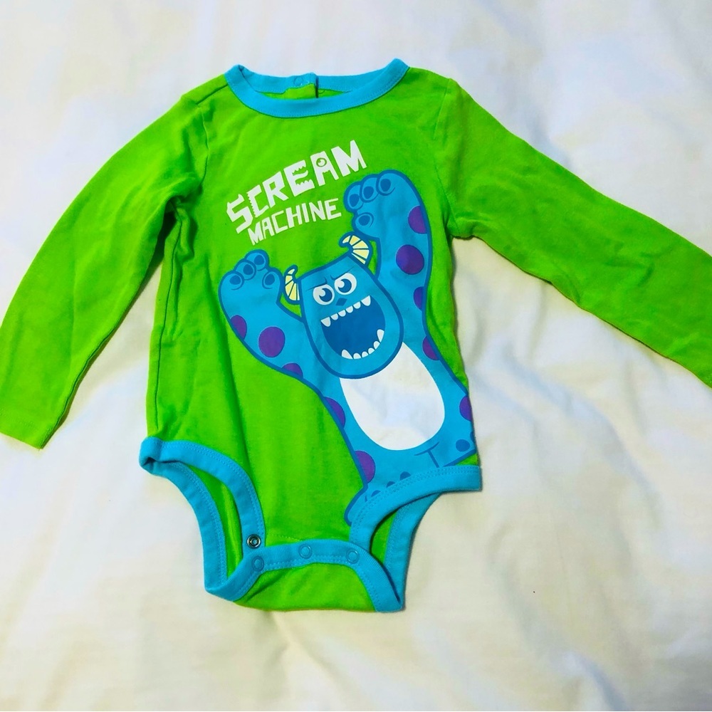 👀4/$25 Disney Baby 18-24 Month Scream Machine Long Sleeve Onesie Monster Inc 🆕